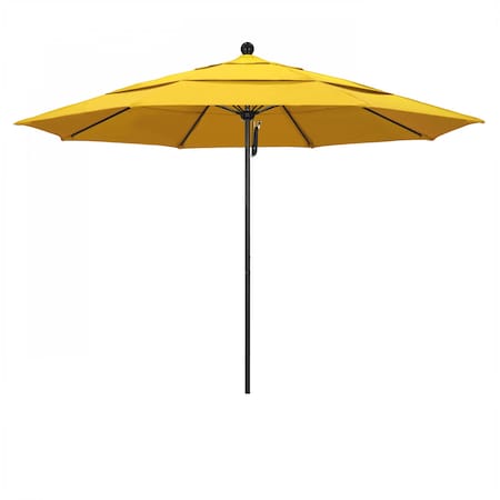 California Umbrella 11' Black Aluminum Market Patio Umbrella, Olefin Lemon 194061333631